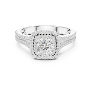 แหวนทองคำขาว 14K ประดับเพชรทรงกลมเพาะเลี้ยงในห้องปฏิบัติการสำหรับผู้หญิง สวมใส่ในงานปาร์ตี้ |   เพชรที่เพิ่งเพาะเลี้ยง - Product Image 1