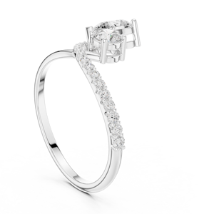 Anillo de Compromiso con Doble Corona y Pavé Lateral de 0.89 CT, Corte Pera, Halo de Diamantes, Plata de Ley 925, Joya Krishnam, Diseño Único y Elegante - Product Image 4