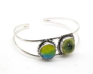 Mix Gemstone German <b>Silver</b> <b>Cuff</b> <b>Bracelet</b> Handmade Adjustable Boho Ethnic Statement Jewelry for Women - Product Image 1