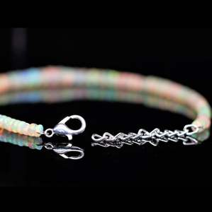 Pulseras de cuentas de ópalo etíope natural de moda, chapadas en plata - Product Image 5