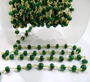 Chaîne de chapelet en laiton plaqué émeraude, taille 4-5 mm, par pied - Product Image 2