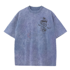 เสื้อยืดคอกลมแขนสั้นทรงโอเวอร์ไซส์สไตล์วินเทจผ้าฝ้ายคุณภาพสูง 100% ซักย้อมสีแบบแอซิดวอช ดีไซน์ขาดๆ สำหรับผู้ชาย ราคาถูก - Product Image 4