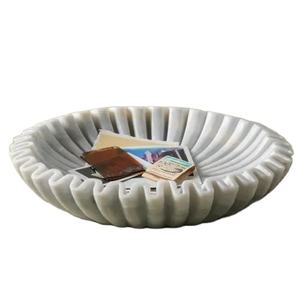 Bol à volants en marbre fabriqué à la main plat de fruits de pétoncles Antique bol de fleurs décoratives Vintage Unique Urli mariage cadeaux de pendaison de crémaillère - Product Image 3