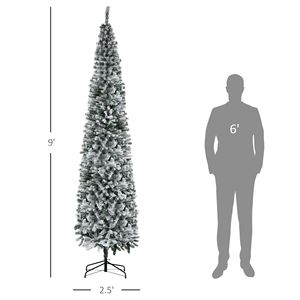 Albero di Natale in Pino Verde Sottile Non Illuminato da 210 cm, Albero di Natale Innevato da 2,7 m con 1014 Rami Realistici in PVC, Albero di Natale Pre-Illuminato con Rami a Cerniera - Product Image 3