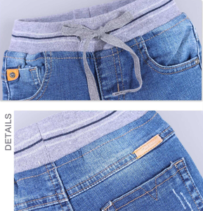 Shorts en jean décontractés pour garçons avec cordon de serrage à la taille, shorts en coton bleu délavé pour l'été - Product Image 6