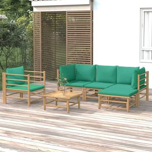 Set Lounge da Giardino Modulare Medio in Bambù Verde con Poliestere per il Relax all'Aperto - Product Image 1