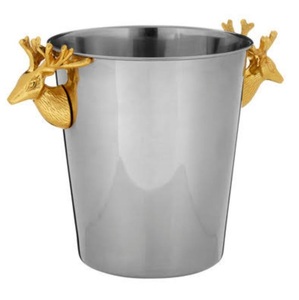 Seau à glace pour vin, pour bars, restaurants et clubs, bac à boissons de luxe, finition argentée brillante, refroidisseur de boissons - Product Image 4