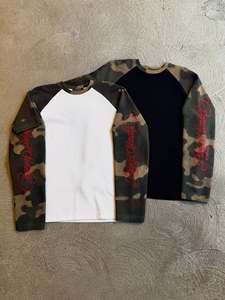 Men's Camouflage Waffle <b>Raglan</b> Long Sleeve <b>T</b>-<b>Shirt</b> O-Neck Knitted Quick Dry Anti-Wrinkle Streetwear Oversized 100% Cotton - Product Image 1