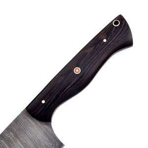 Cuchillo de Cocina de Acero de Damasco Hecho a Mano, Grado Industrial, Mango de Madera, Funda de Cuero, Hoja Recta, Garantía de 3 Años - Product Image 3