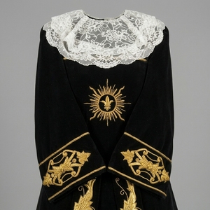 Premium Black Velvet Silk Elegant Gold Bullion Embroidered Church Statue Virgin Mary Vestment Gown for Women Summer Winter - Product Image 3