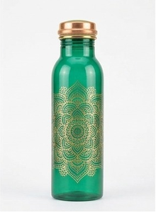 Botellas de cobre con diseño artístico dorado y acabado verde a precio de mayorista - Product Image 1