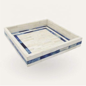 Luxury Art Deco Bone Inlay Serving <b>Tray</b> with Intricate Floral Design for Birthday Celebrations and Living Room Decor - Product Image 1