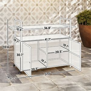 Carrello da Servizio per Bar da Esterno in Rattan con Ripiano Portaoggetti per Patio o Uso Commerciale - Product Image 6