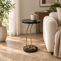 Table basse ronde élégante et moderne en marbre avec piétement en métal doré pour la décoration de la maison, salon, chambre à coucher, meubles de style