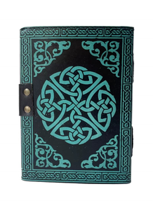 Diario de Cuero Genuino con Estampado de Cara de Lobo Azul y Negro Turquesa, Libro Antiguo Recargable, Diario de Viaje, Cuaderno - Product Image 2