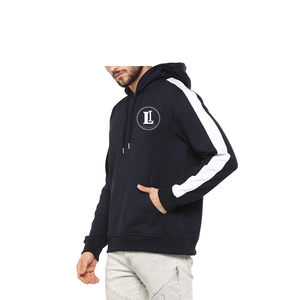 Wholesale Custom Plain Cotton Navy Blue Side <b>White</b> <b>Panel</b> High Quality Hoodies for Men - Product Image 2