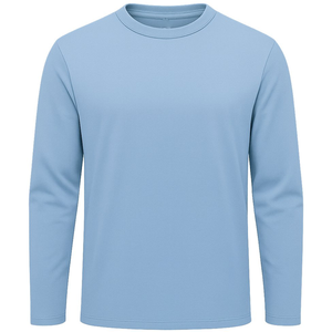 <b>Mens</b> Long Sleeve T-Shirt O-Neck Knitted Solid Color Casual Regular Fit Light <b>Blue</b> - Product Image 1