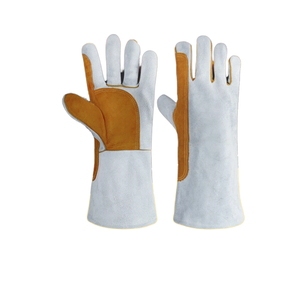 Blue Cowhide <b>Leather</b> MIG Stick Welding <b>Gloves</b> <b>Long</b> Sleeve Heat Resistant Molten Metal Splash Protection Safety Work <b>Gloves</b> - Product Image 6