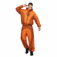 Ensemble de sweat-shirts pour homme personnalisés, style vintage, inspiré du cyberpunk, avec patchwork en nylon tissé, panneaux fluides sans couture, piping réfléchissant, futuriste
