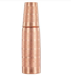 Botella de Agua de Cobre Moderna con Dos Tazas, Diseño Minimalista Portátil, Vaso de Viaje - Product Image 5