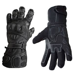 Gants de moto en cuir véritable pour motocross, antidérapants, imperméables, noirs et blancs, longs, unisexes - Product Image 1