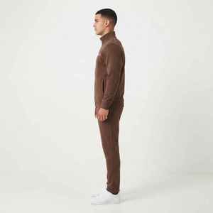 Ensemble de survêtement marron pour homme HANK EYE, col montant, manches longues, couleur unie, fermeture éclair sur le devant, tenue décontractée, coupe classique, automne - Product Image 3