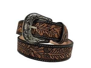 Cinturón Vaquero Occidental de Cuero Genuino para Hombre con Hebilla Metálica, Cinturón Vaquero Occidental de Cuero Repujado Hecho a Mano - Product Image 3