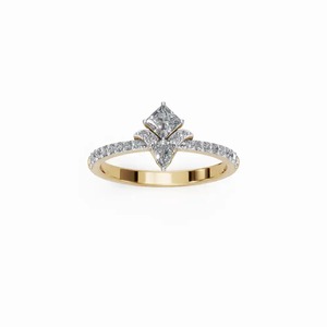 Bague Statement Diamant en Or Jaune 14K – Bijou Masculin Audacieux avec Solitaire Central Taillé Princesse Ancré - Product Image 1