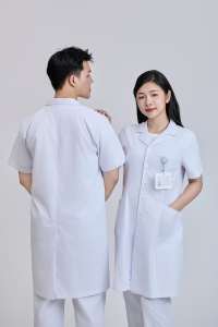 Vietnam OEM FMF Unisex <b>Medical</b> Lab Coat | 65% Polyester 35% Cotton Long White Doctor Jacket | In-Stock Hospital Uniform <b>Model</b> - Product Image 4