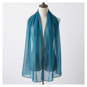 Women's Long <b>Chiffon</b> <b>Scarf</b> Solid Color Lightweight Fashion Accessory All Seasons Daily Wear Simple Style Blue - Product Image 1