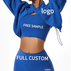 OEM 2026 Ropa Deportiva al por Mayor, Conjunto de Yoga de 4 Piezas para Mujer, de Algodón de Lujo, con Cintura Alta y Efecto Levanta Glúteos, con Cremallera y Manga Larga para Otoño - Product Image 2