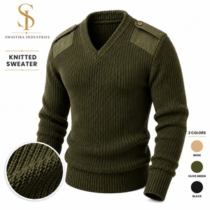 Pull en tricot personnalisé de haute qualité, respirant, rayé, 100% laine, avec logo sur le devant, pour l'hiver - Product Image 3