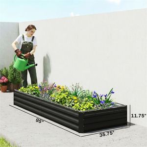 Fioriera rialzata nera per giardino, vasi e fioriere, cassetta per la semina - Product Image 6