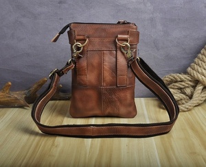 Simple Design Waterproof Lightweight Genuine Leather Unisex Crossbody Messenger Bag Sustainable Eco-Friendly Logo 3L Capacity - Product Image 4