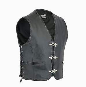 Chaleco de cuero negro para motociclista, para hombre, tallas S a 3XL - Product Image 1