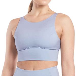 Soutien-gorge de sport pour femme de qualité supérieure, personnalisé, à bretelles, pour push-up, fitness, gym, yoga, avec logo frontal uni, maintien élevé et coussinets amovibles - Product Image 1