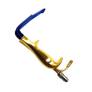 Retractor de mama de fibra óptica Tebbetts profesional con dientes y tubo de succión Instrumento de cirugía plástica chapado en oro de DMD - Product Image 1