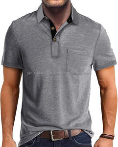 Polo de manga corta para hombre, camisa clásica informal de algodón con cuello de verano, Camiseta básica de color sólido con botones y bolsillo - Product Image 1