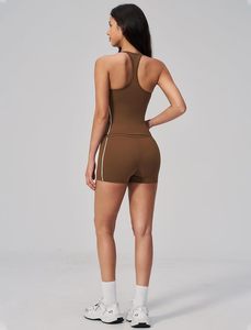 Women's 2-Piece Workout Set Strapless V-Neck Tank <b>Top</b> & Mid Waist Shorts 100% Cotton Quick Dry Anti-Bacterial Yoga Outfit - Product Image 6