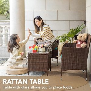3-Piece All-Weather Black Wicker Patio Furniture Set Comfortable PE <b>Rattan</b> Garden <b>Sofa</b> with Washable Cushions and Table - Product Image 6