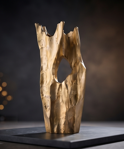 Vase à fleurs moderne en métal doré, centre de table abstrait de luxe, conteneur décoratif creux pour la maison, l'hôtel, vente en gros - Product Image 3