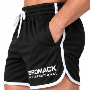 <b>Men</b> Gym <b>Shorts</b> Lightweight Sport Style Black And White Design Elastic Waistband Adjustable Drawstring Side <b>Pocket</b> Design - Product Image 5