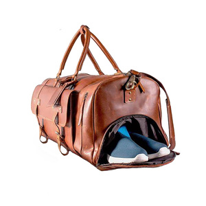 Sac de voyage unisexe en cuir véritable avec fermeture à glissière, grande capacité, léger, imperméable, pour le sport et la gym - Product Image 5