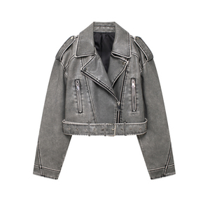 Chaqueta de Cuero Sintético con Cinturón para Mujer, Moda Primavera 2026, Estilo Vintage, Manga Larga, Abrigo Chic para Mujer - Product Image 5