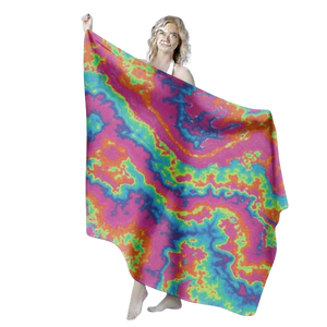 Voile de danse du ventre professionnel en soie |   Grand châle teint à la main avec des couleurs mélangées |   Costume et accessoires - Product Image 4