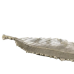 Plat de service élégant en aluminium plaqué nickel brillant, design unique en forme de feuille, pour cuisine et table, personnalisable - Product Image 5