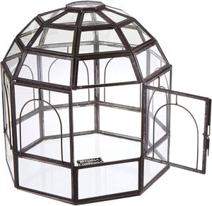 Terrarium géométrique en verre, pour plantes succulentes et plantes aériennes, pour la maison et le jardin, terrarium géométrique noir en verre avec couvercle, fait à la main - Product Image 4