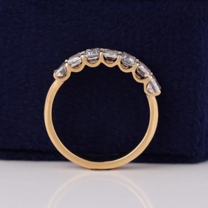 OM GEMS 10K Solid Gold Emerald Cut Lab Created <b>Diamond</b> Half Eternity Band IGI Certified D-VVS Clarity Minimalist Wedding Band - Product Image 4