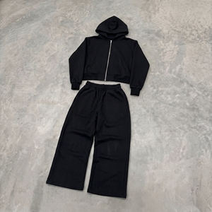 Wholesale Custom Autumn Breathable Plus Size Maternity Blank Plain Solid Color Tracksuit <b>Men</b> Sweatpants Shorts Hoodie Set for - Product Image 2