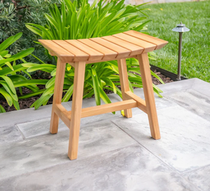 Banc de douche en teck de haute qualité, tabouret d'extérieur avec assise à lattes courbées, mobilier de jardin, artisanat indonésien - Product Image 1